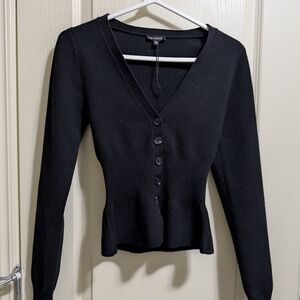 Dynamite Black V-Neck Sweater with Buttons